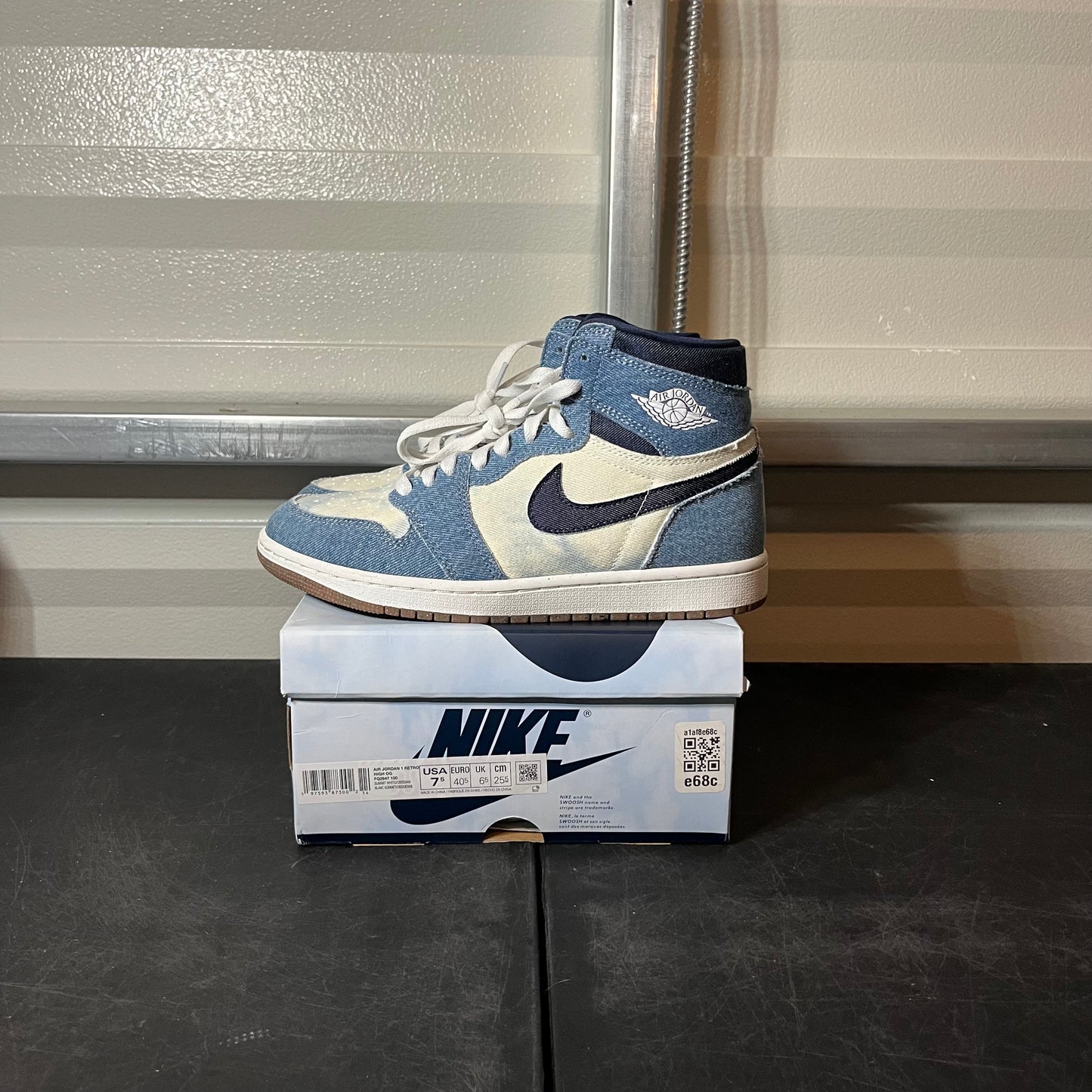 Size 7.5 - AJ 1 Washed Denim