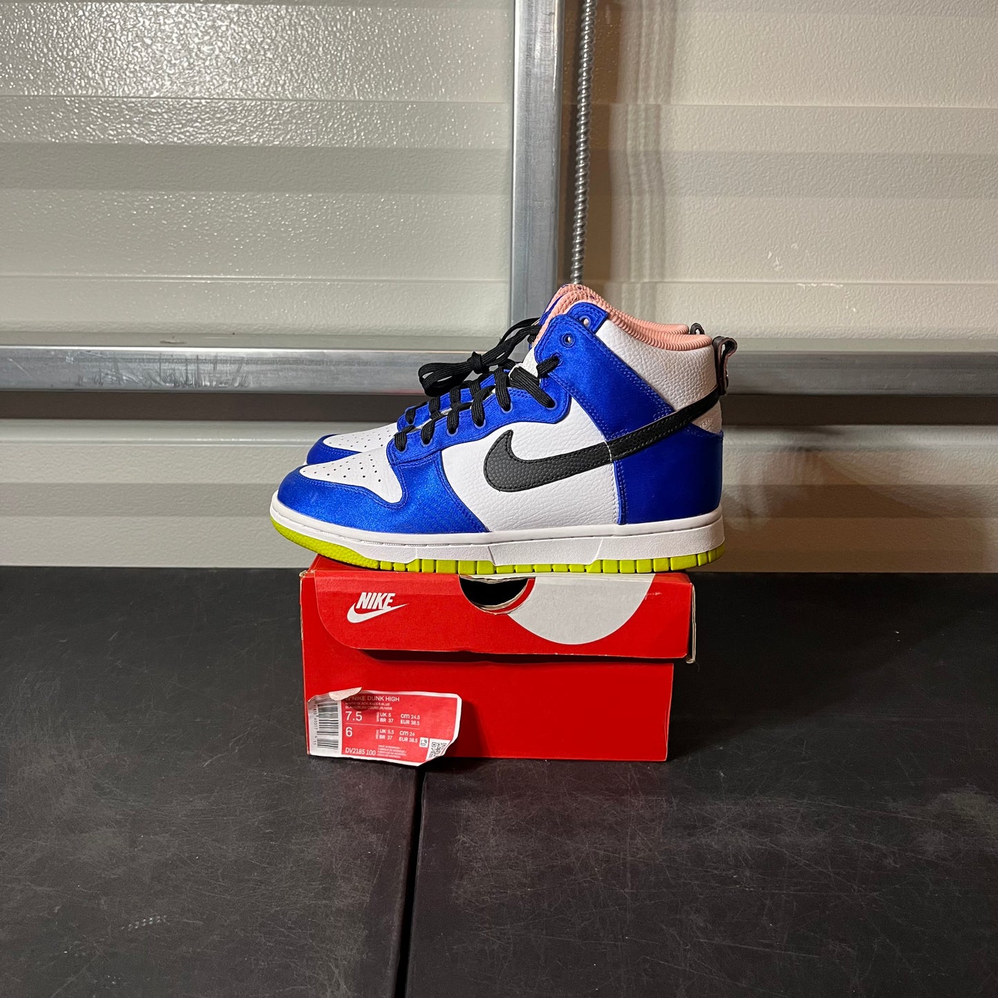 Size 7.5 - Dunk High Blue Satin