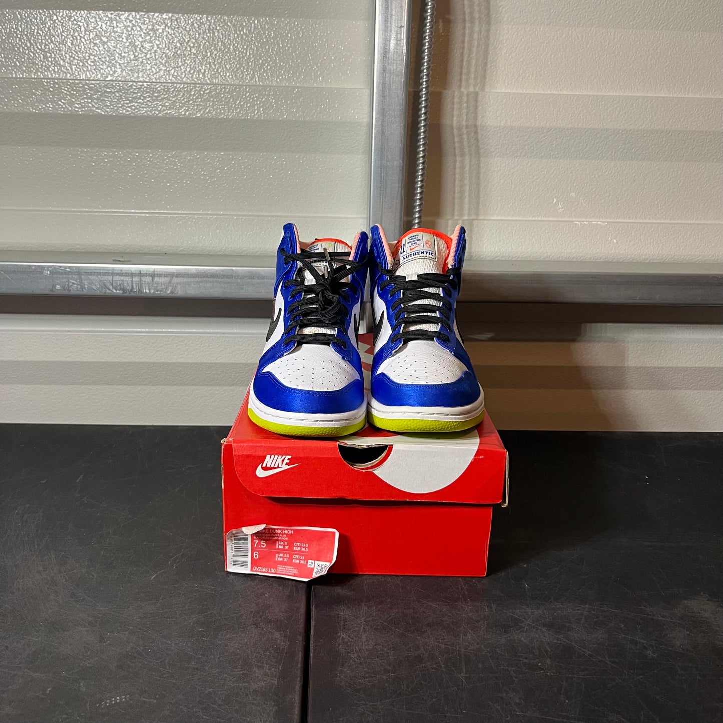 Size 7.5 - Dunk High Blue Satin
