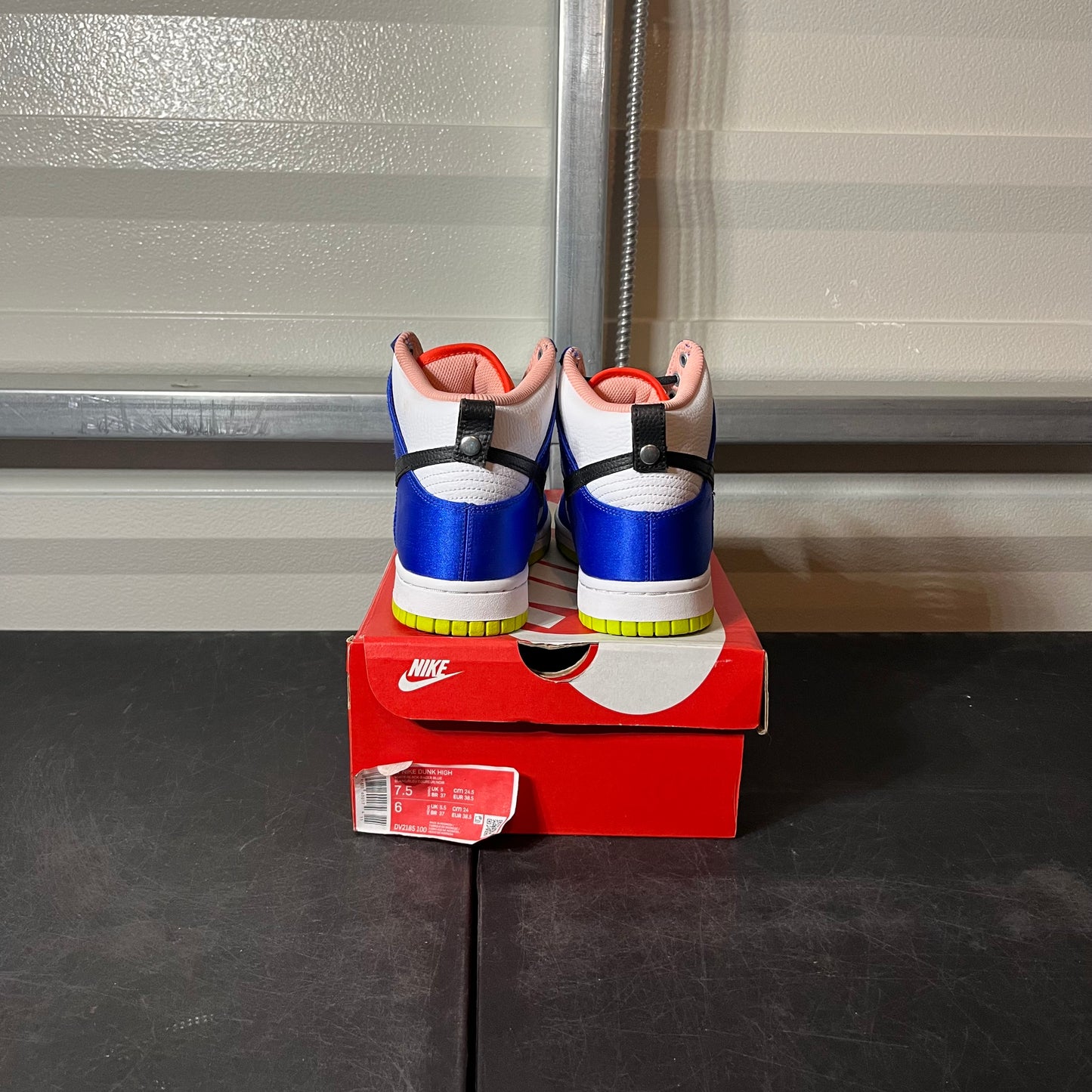 Size 7.5 - Dunk High Blue Satin