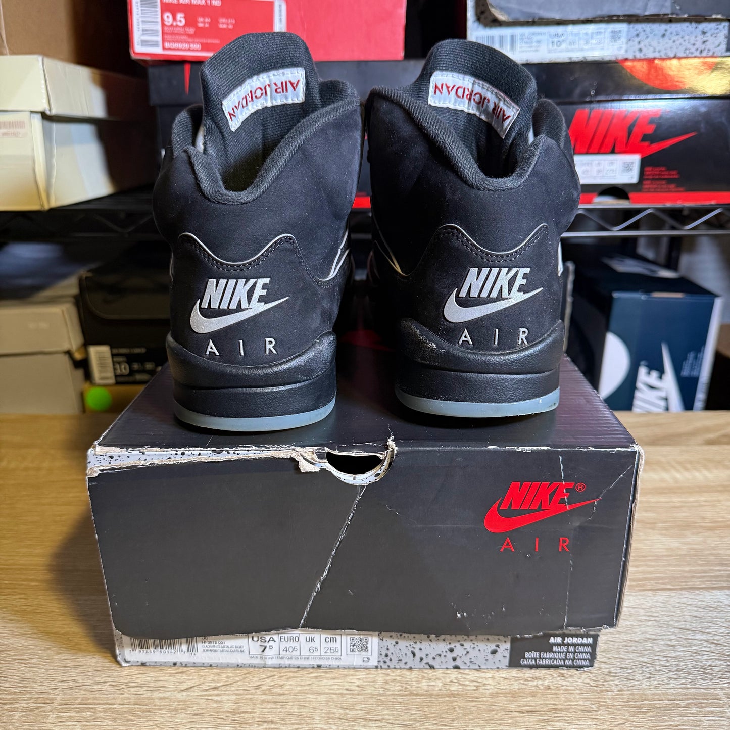 Size 7.5 - AJ 5 Retro Black Metallic Reimagined