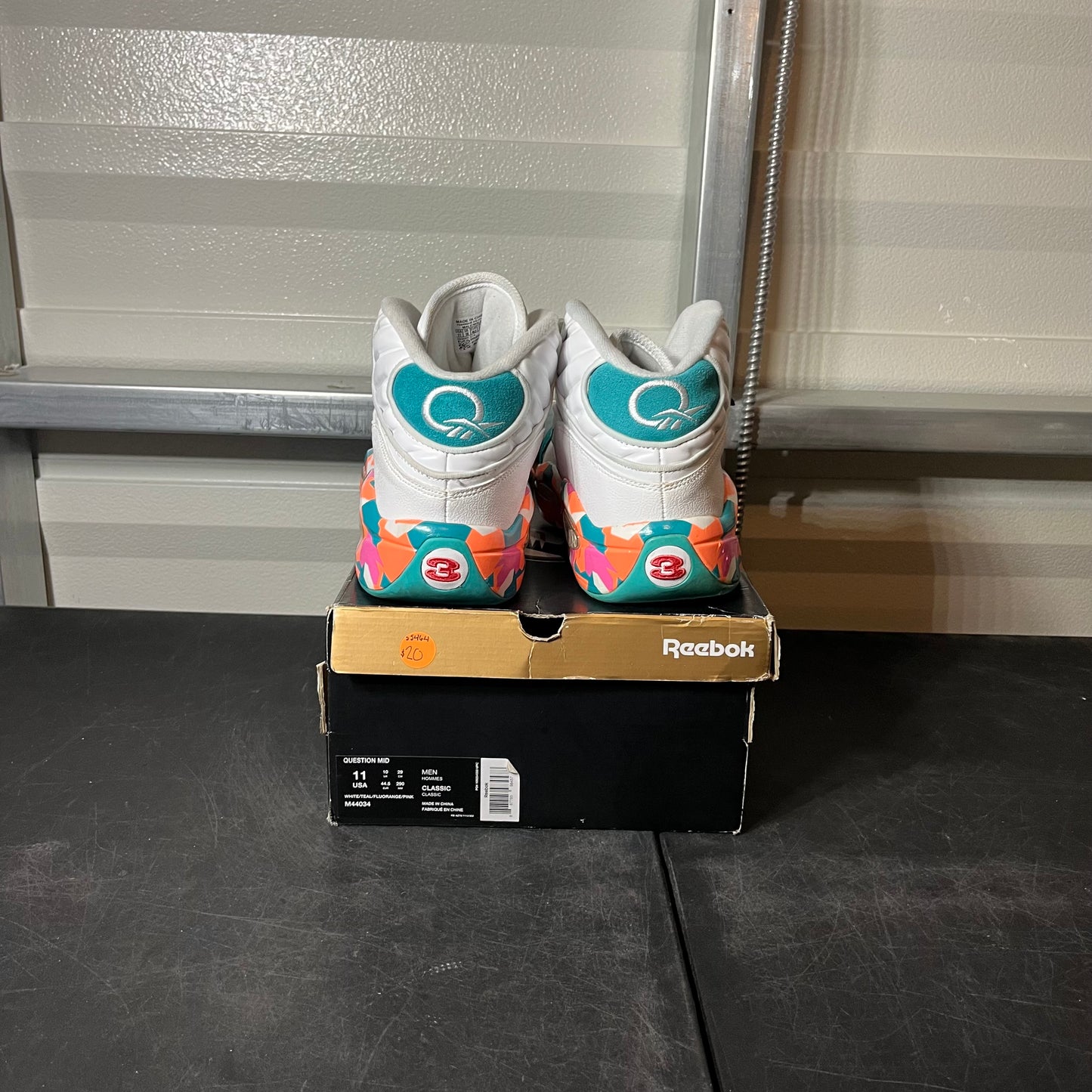 Size 11 - Reebok Question White Noise Mid