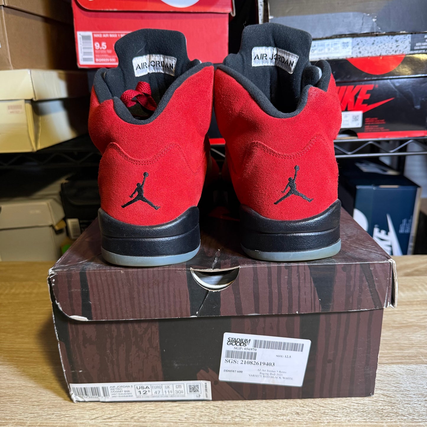 Size 12.5 - AJ 5 Retro Raging Bull Red Suede