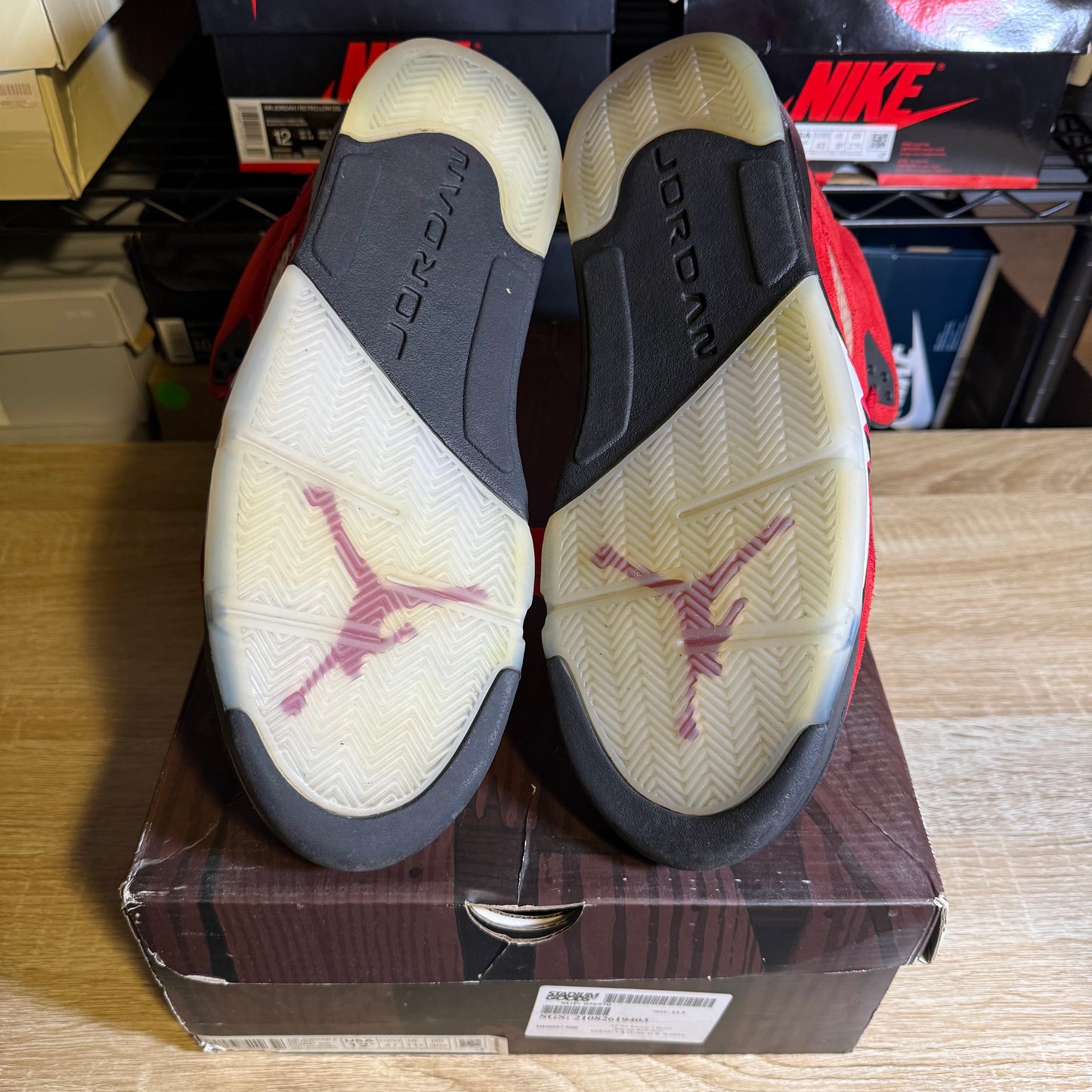Size 12.5 - AJ 5 Retro Raging Bull Red Suede