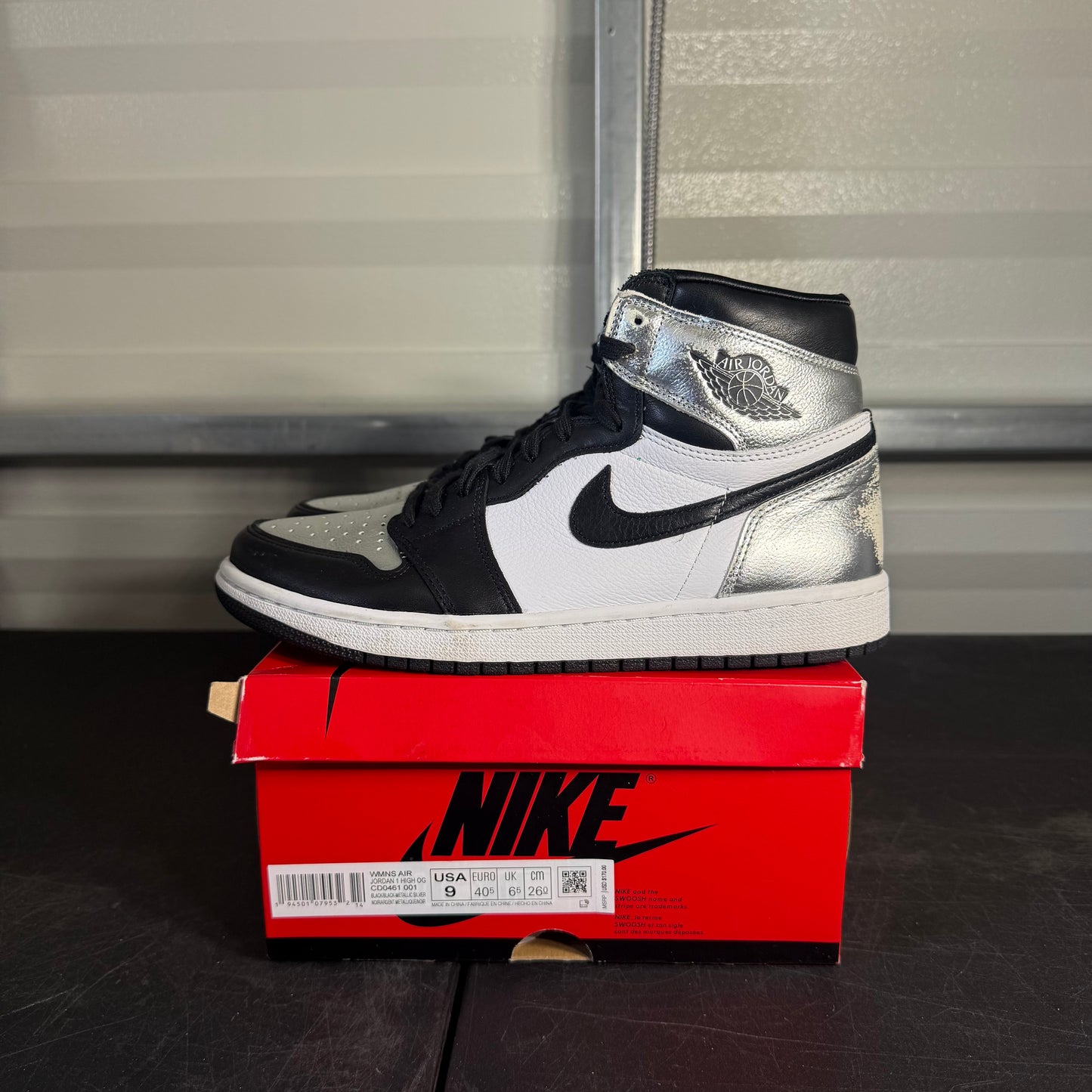 Size 10.5W - AJ 1 Silver Toe