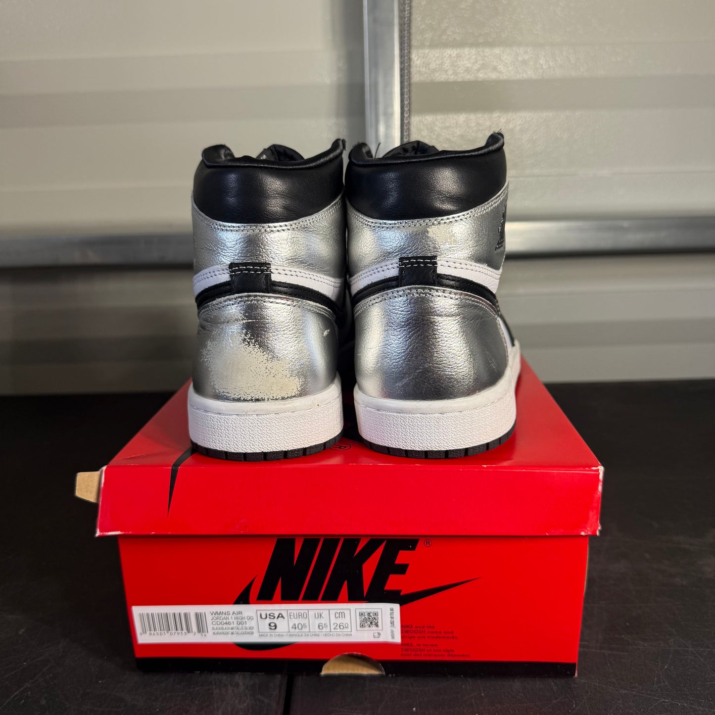 Size 10.5W - AJ 1 Silver Toe