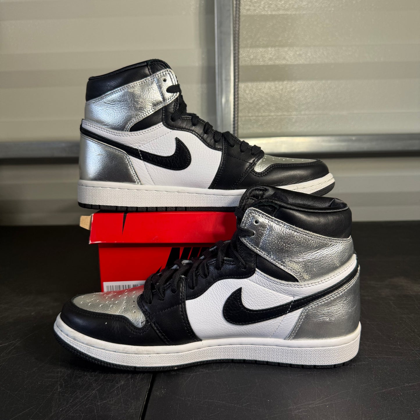 Size 10.5W - AJ 1 Silver Toe