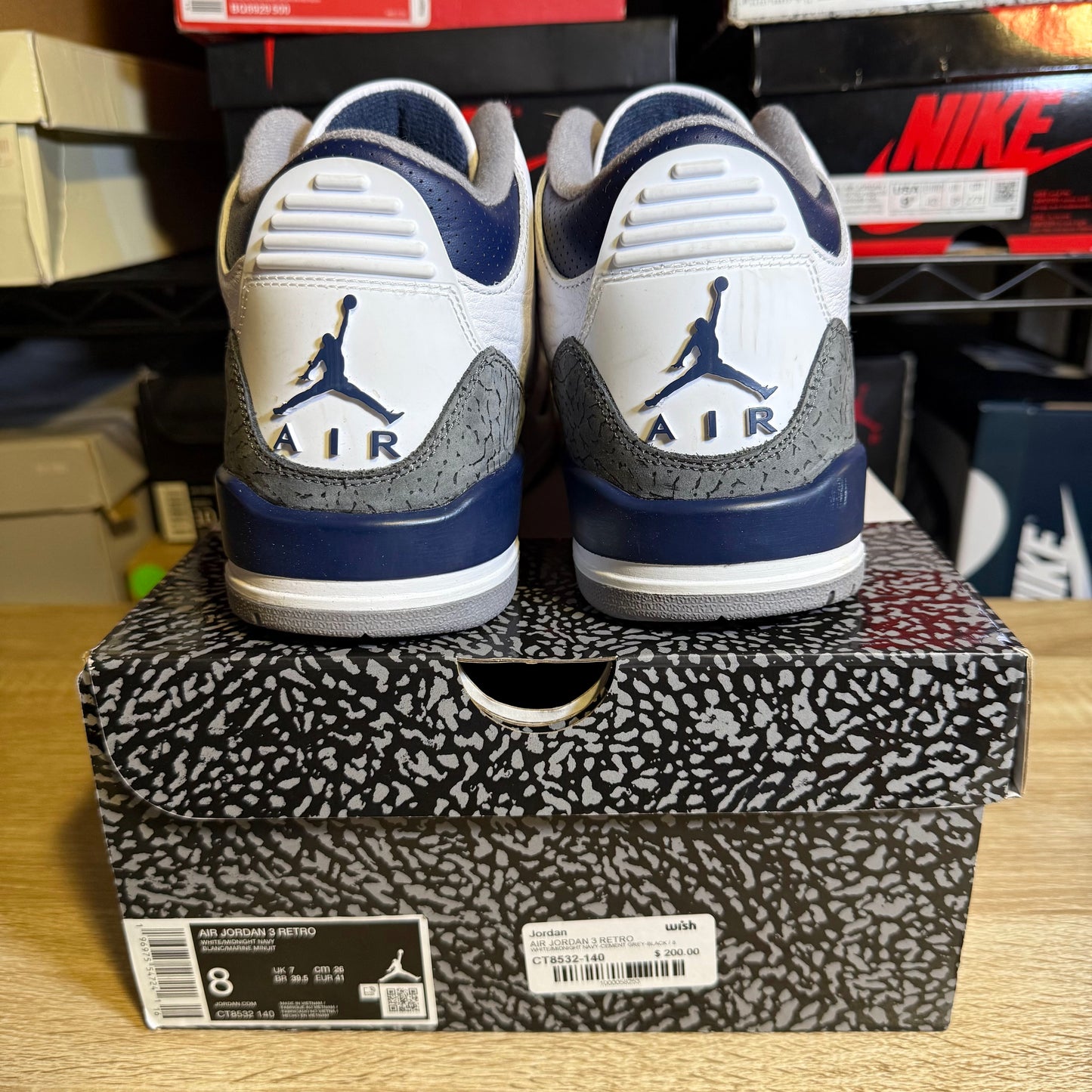 Size 8 - AJ 3 Midnight Navy