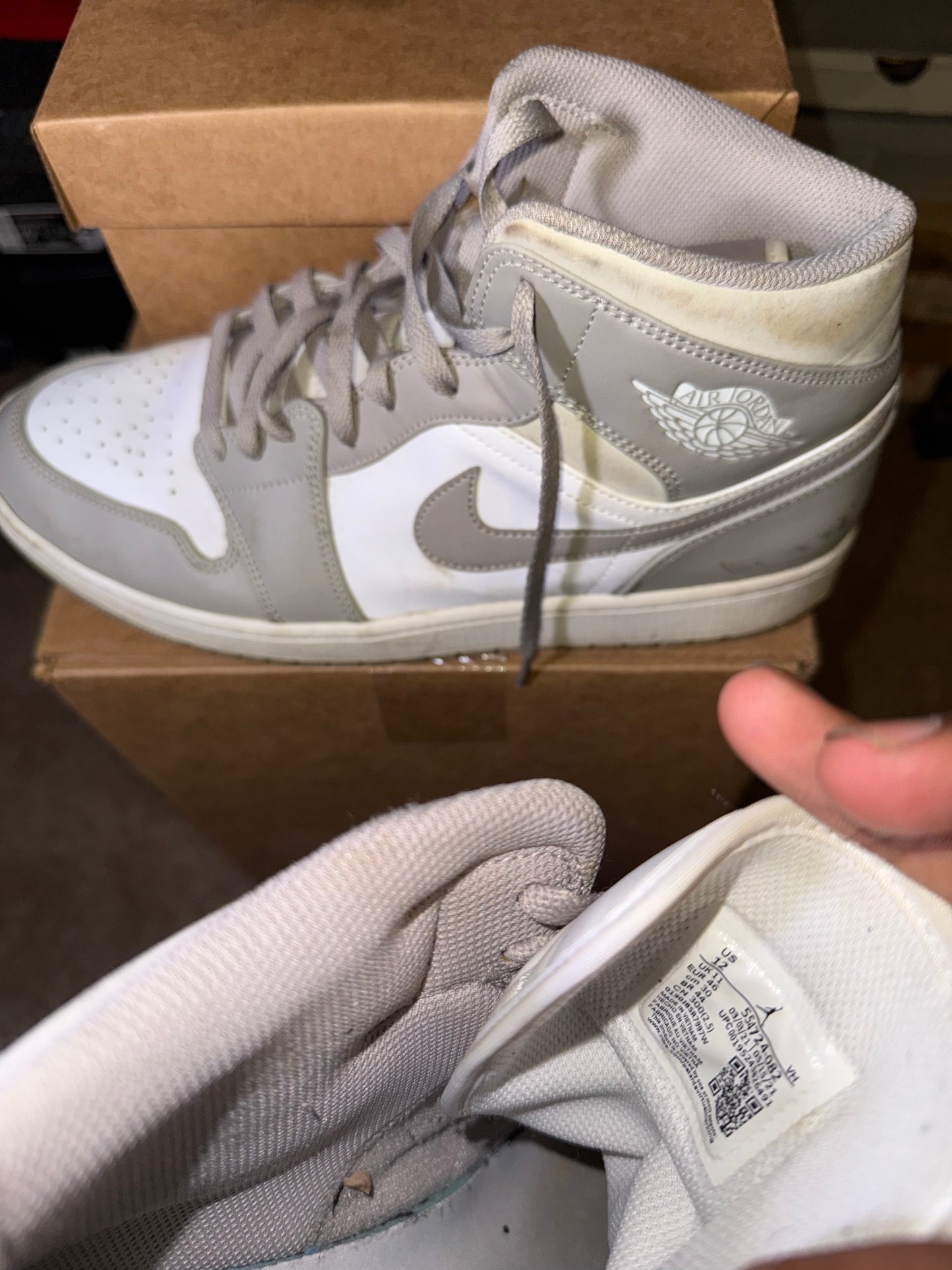 Size 12 - AJ 1 Mid College Grey