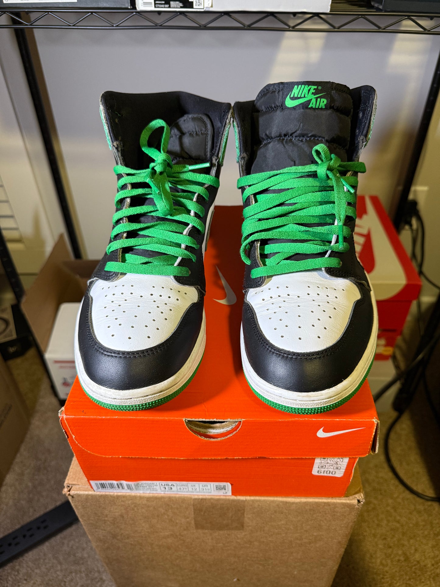 Size 13 - AJ 1 Retro OG High Lucky Green