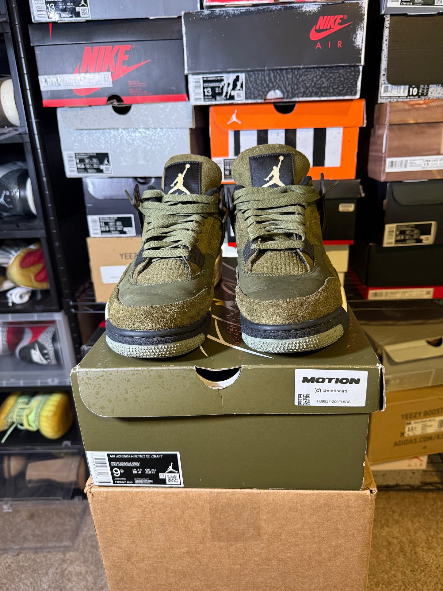Size 9.5 - AJ 4 SE Retro Low Craft - Olive