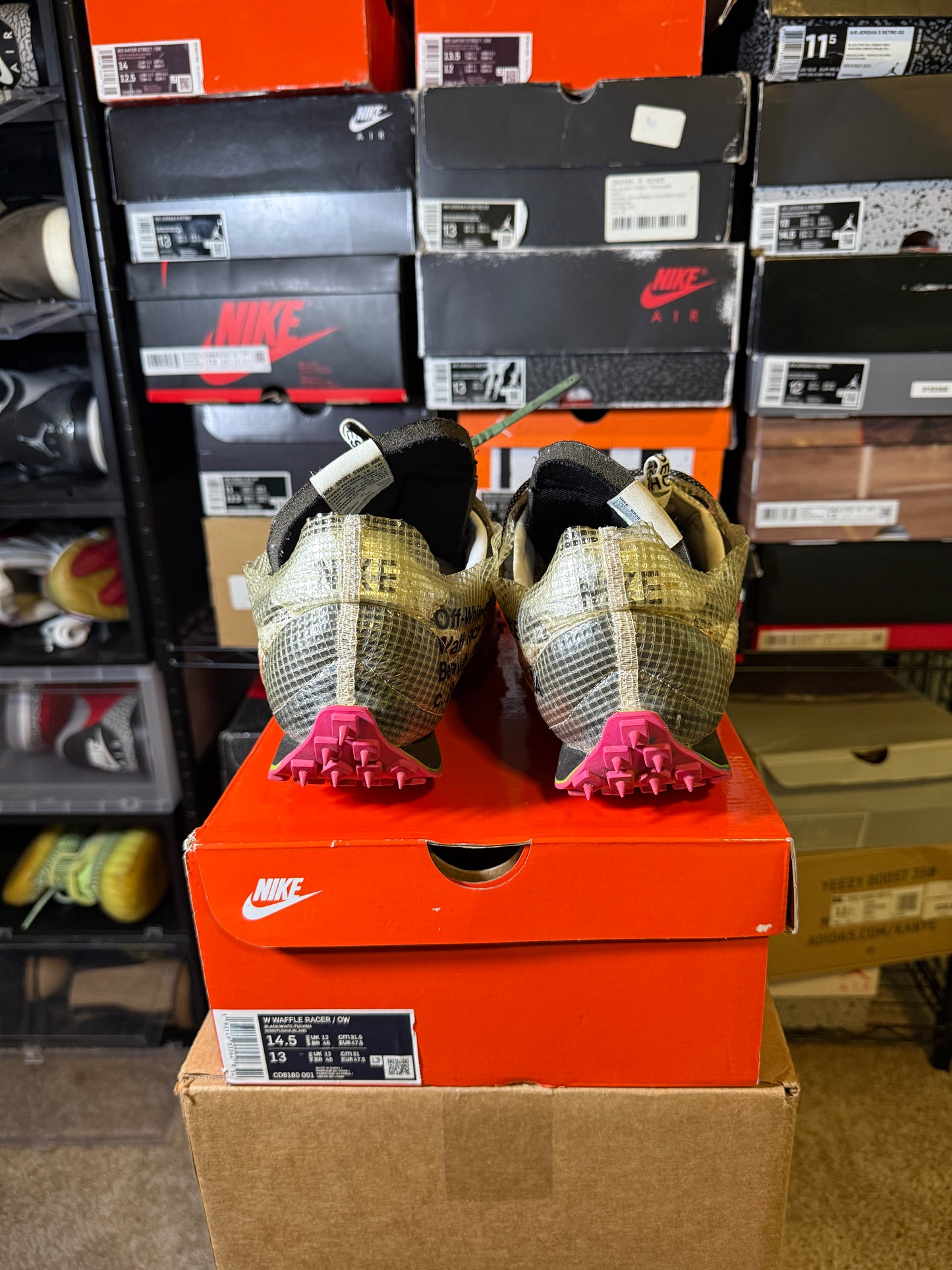 Size 14.5W/13M - Off-White x Waffle Racer Fuchsia