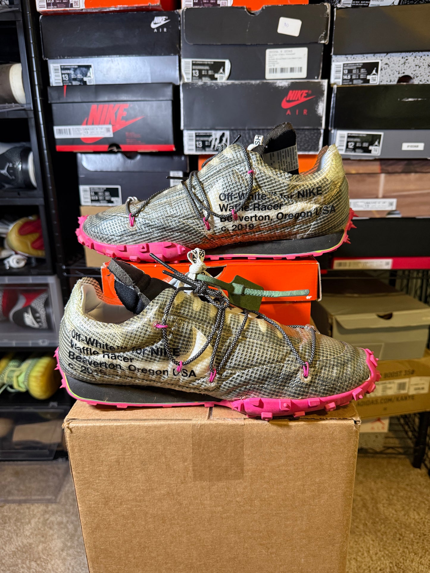 Size 14.5W/13M - Off-White x Waffle Racer Fuchsia