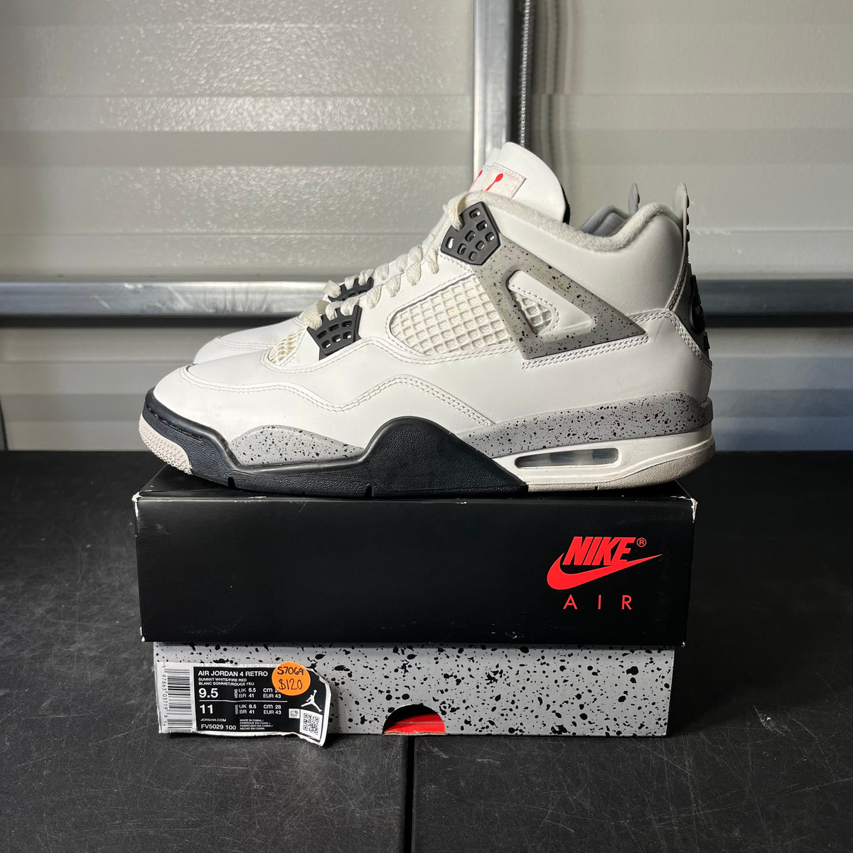 Size 9.5 - AJ 4 White Cement