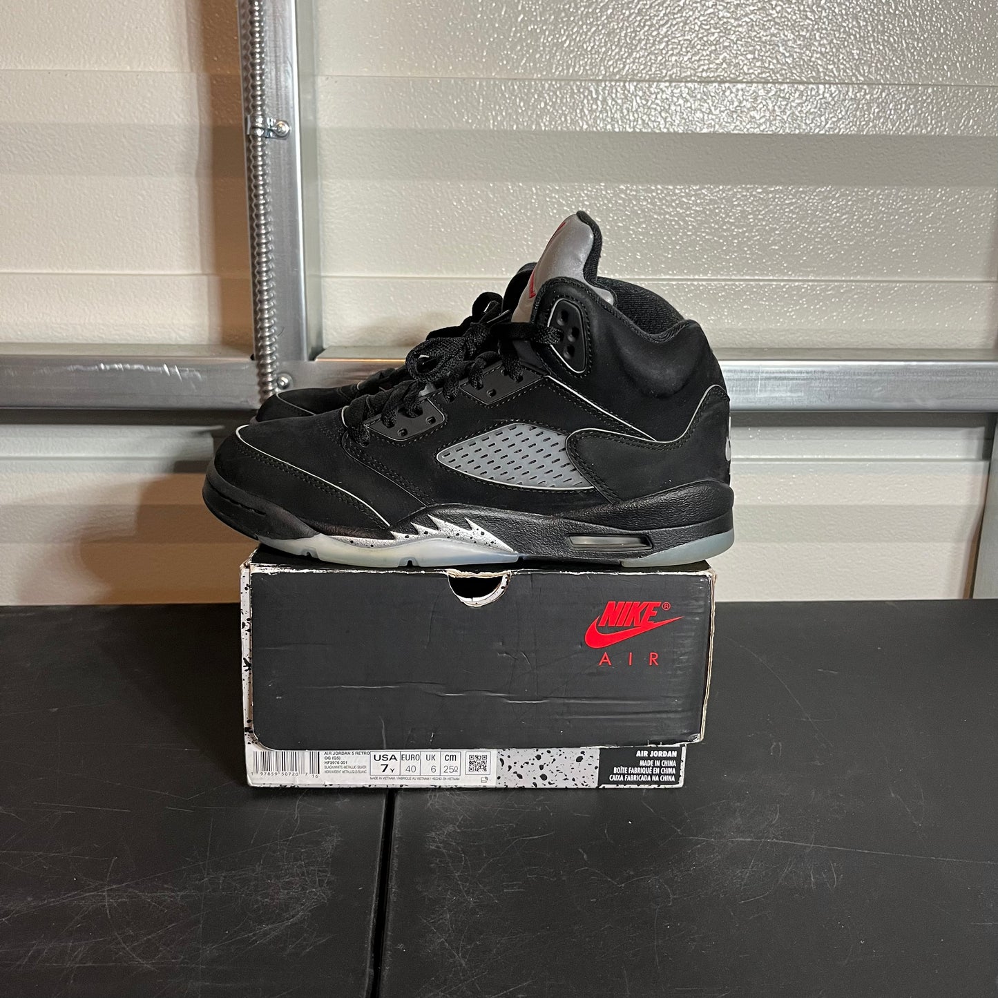 Size 7Y - AJ 5 Retro Black Metallic Reimagined