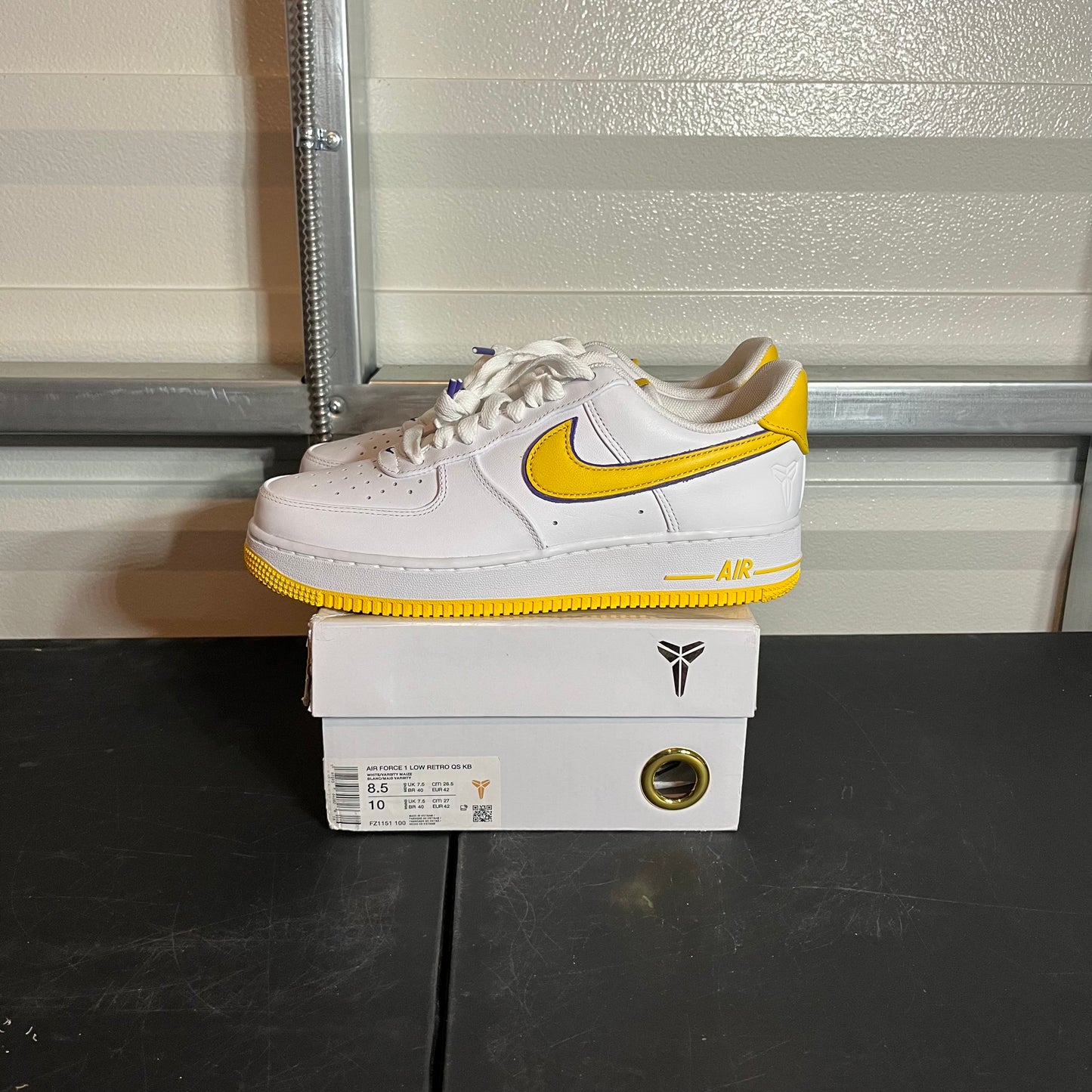 Size 8.5 - AF 1 Low Retro Kobe Bryant Lakers Home