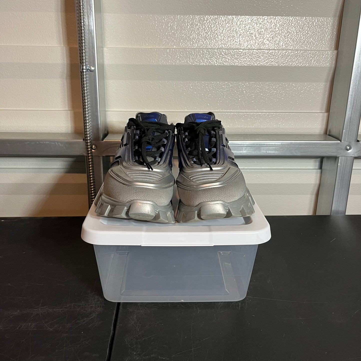 Size 10.5 - Prada Cloudbust Thunder Knit Anthracite Royal Blue