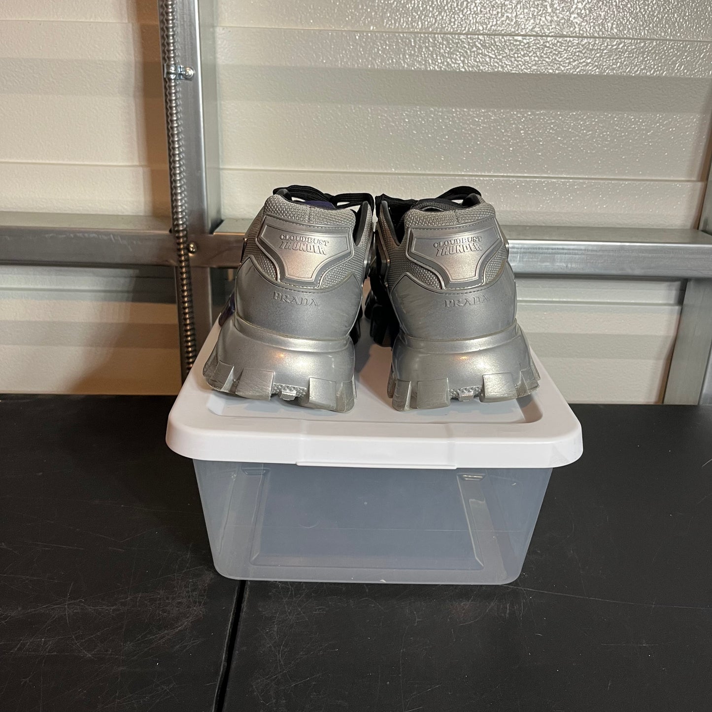 Size 10.5 - Prada Cloudbust Thunder Knit Anthracite Royal Blue