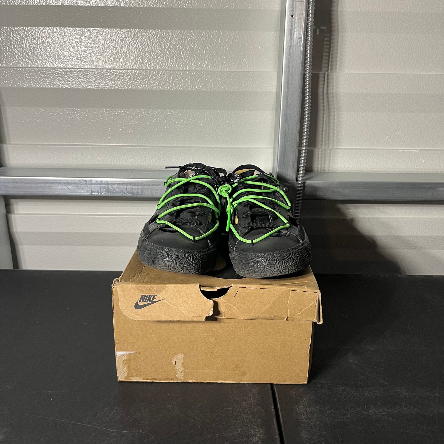 Size 12.5 - Blazer Low Off-White Black Electro Green