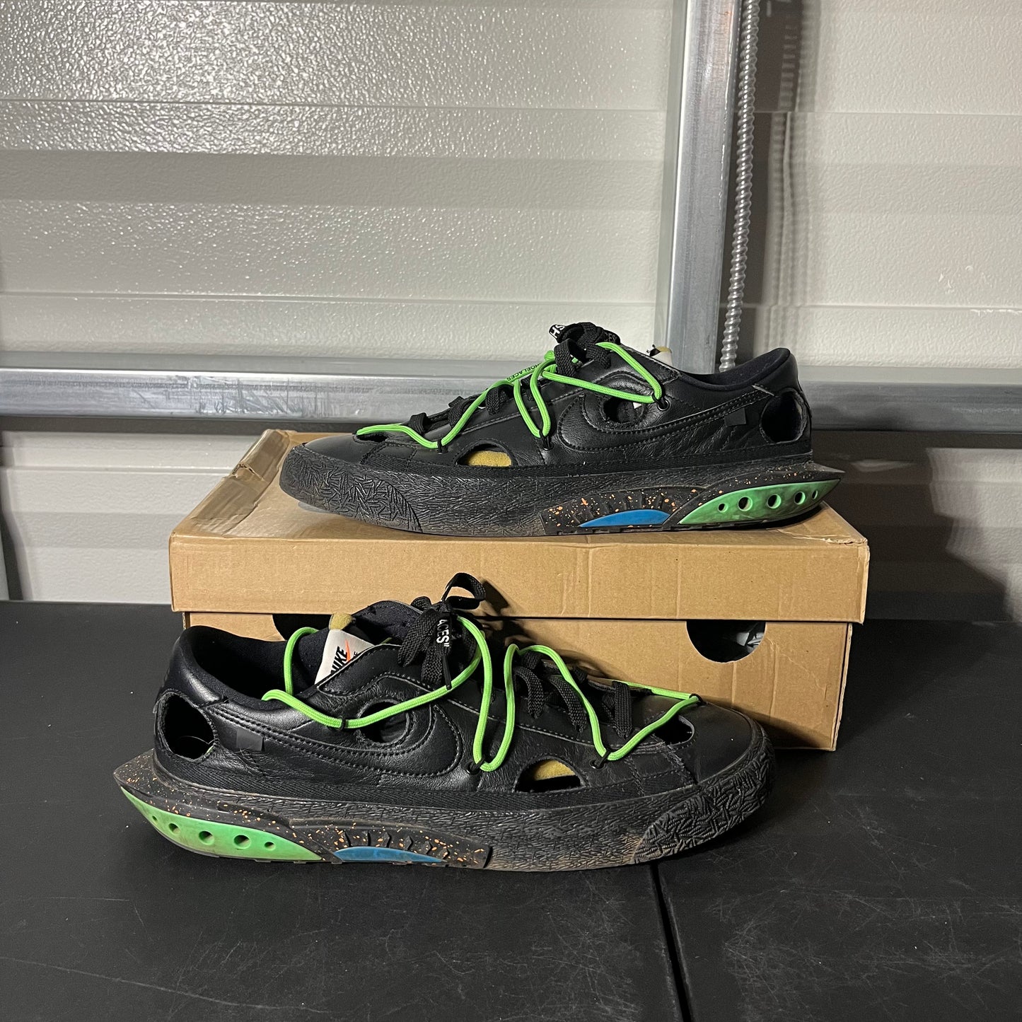 Size 12.5 - Blazer Low Off-White Black Electro Green