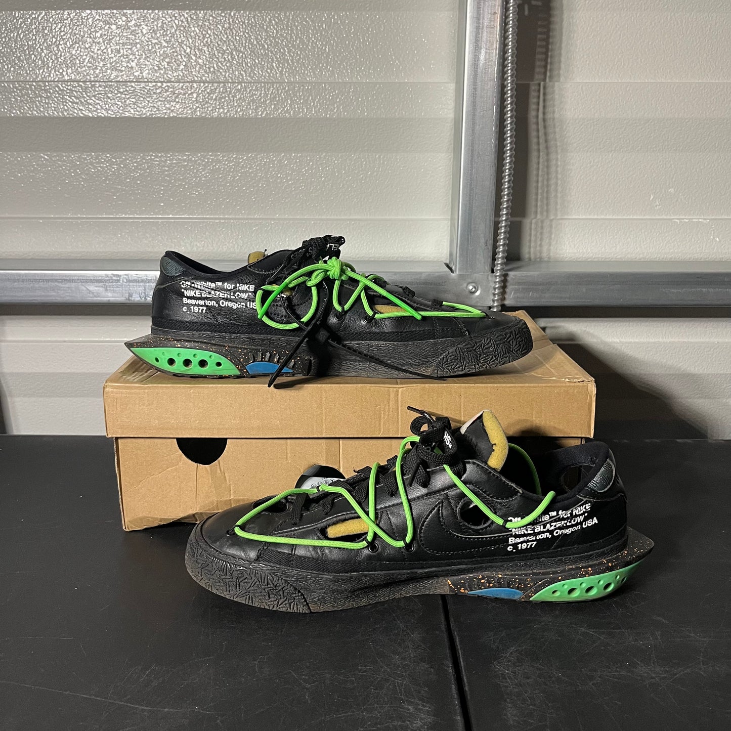 Size 12.5 - Blazer Low Off-White Black Electro Green