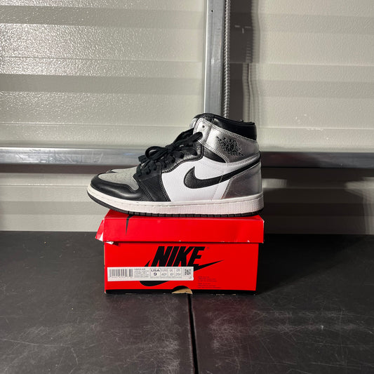Size 9W - AJ 1 Retro High Silver Toe