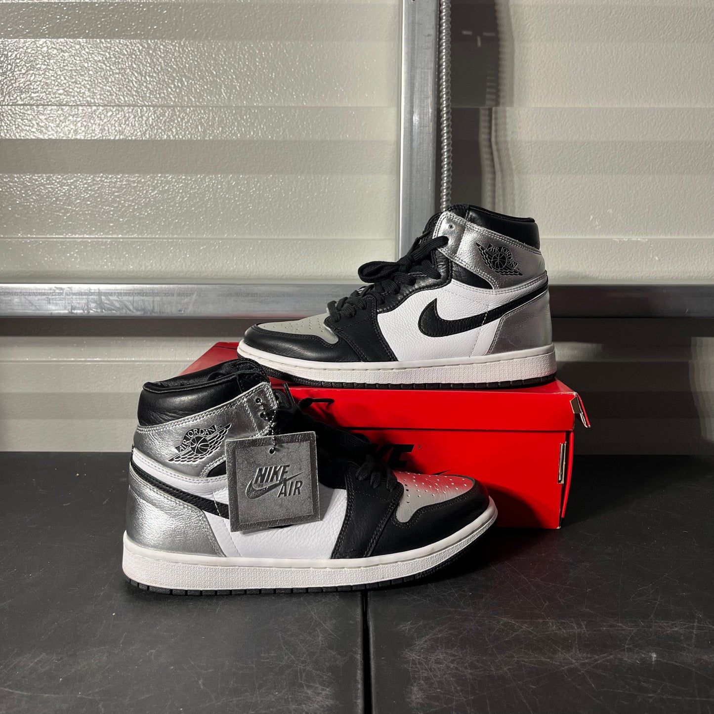 Size 9W - AJ 1 Retro High Silver Toe