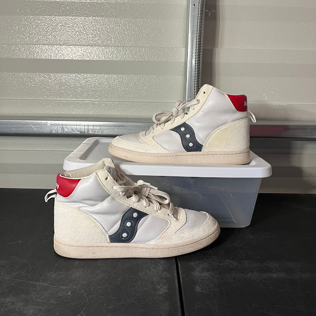 Size 10.5 - Saucony Jazz Court High White Navy Red