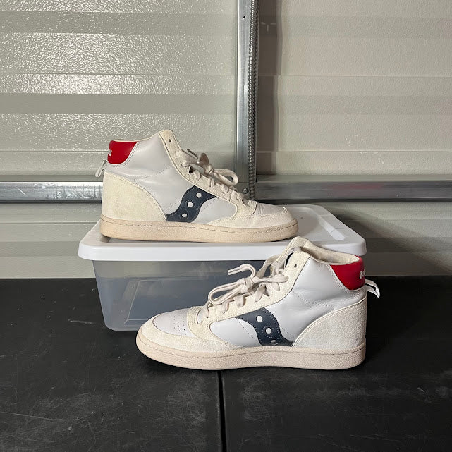Size 10.5 - Saucony Jazz Court High White Navy Red
