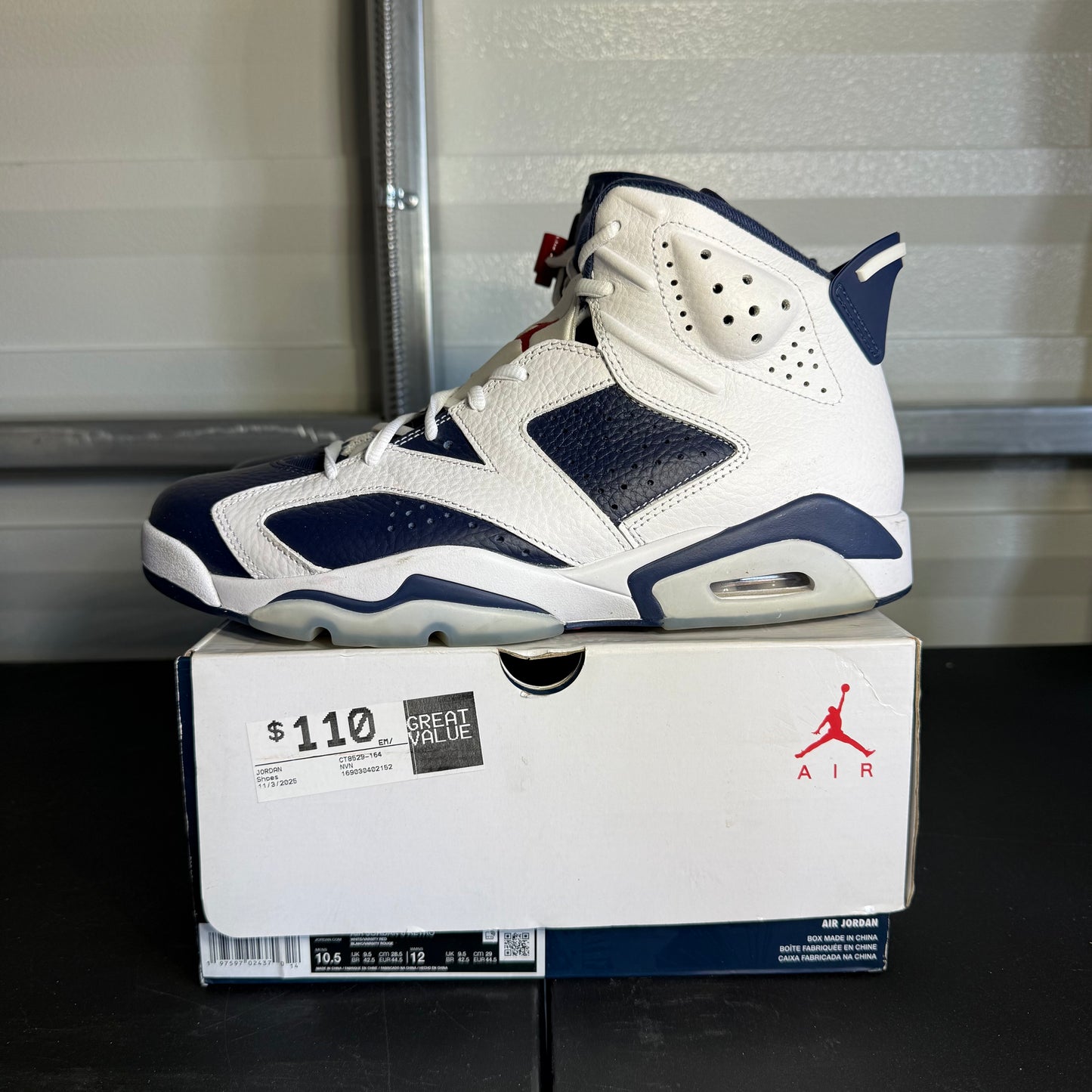 Size 10.5 - AJ 6 Retro Olympic