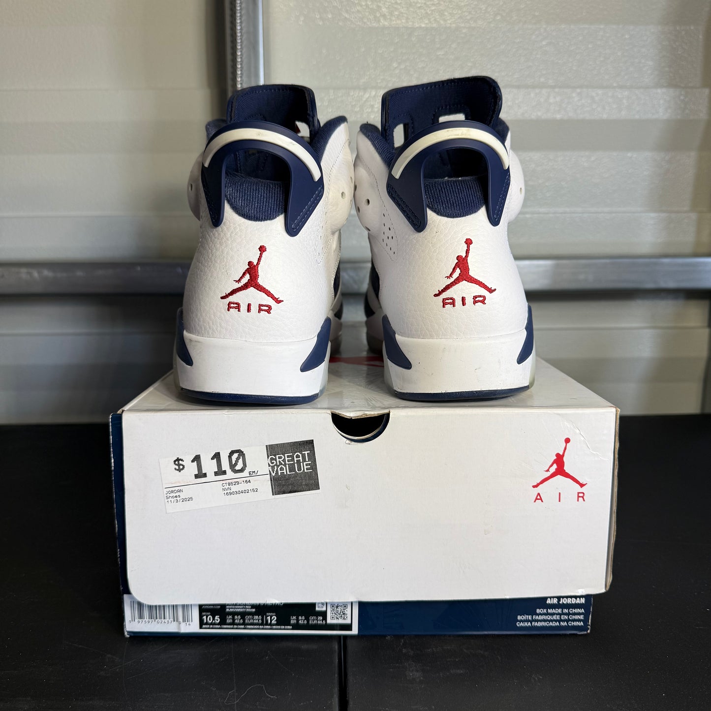 Size 10.5 - AJ 6 Retro Olympic