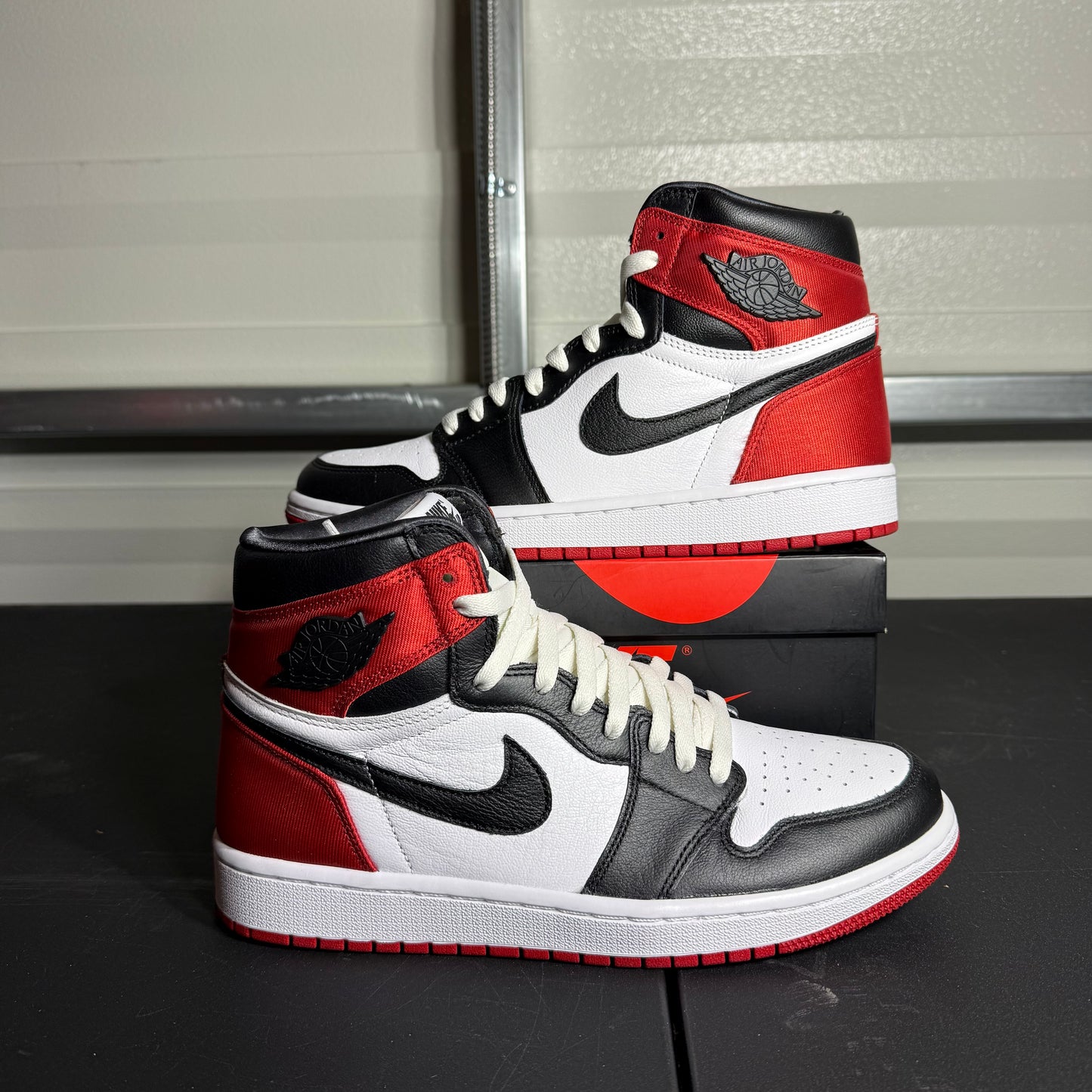 Size 10W - AJ 1 High Satin Black Toe