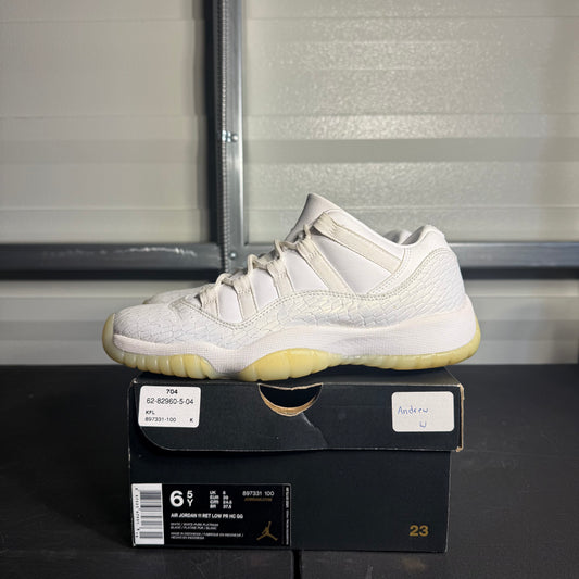 Size 6.5Y - AJ 11 Retro Low Heiress Pure Platinum