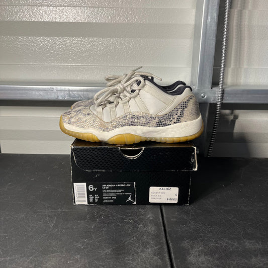 Size 6Y - AJ 11 Retro Low Light Bone Snakeskin
