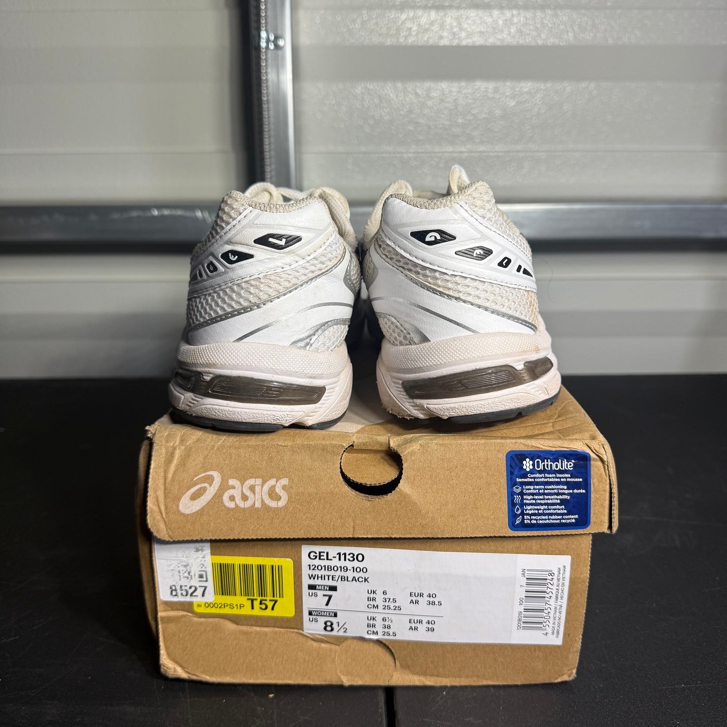 Size 7M - Asics Gel-1130 White and Black