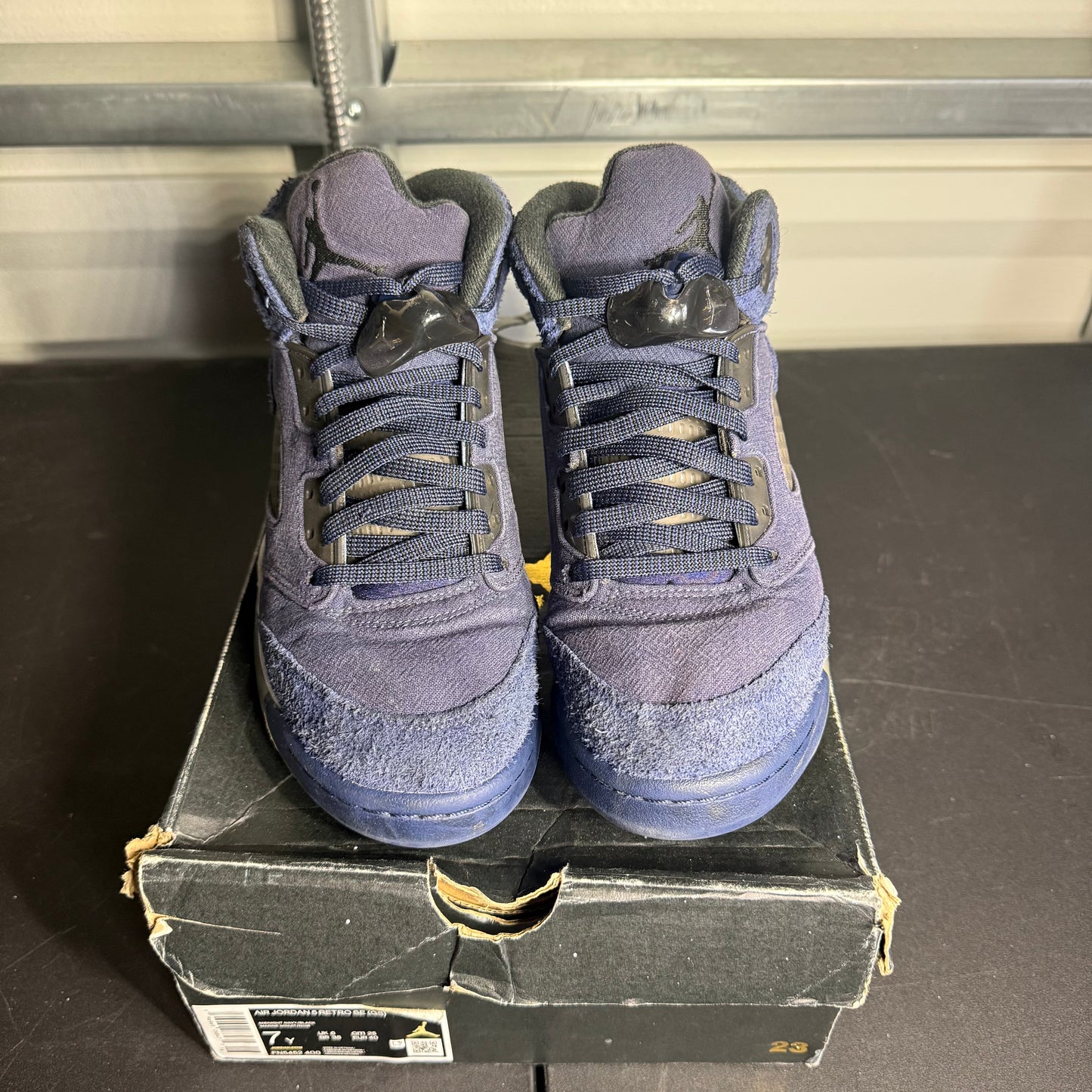 Size 7Y - AJ 5 Retro Midnight Navy