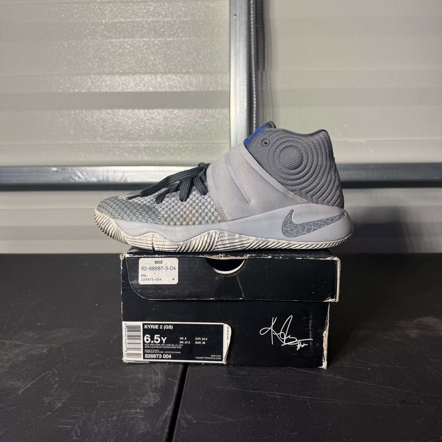 Size 6.5Y - Kyrie 2 Omega Wolf Grey
