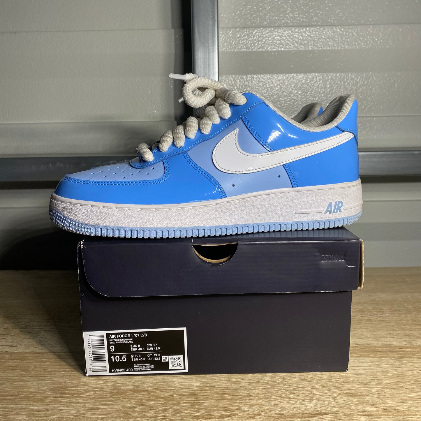 Size 9 - AF 1 '07 LV8 Psychic Blue Patent