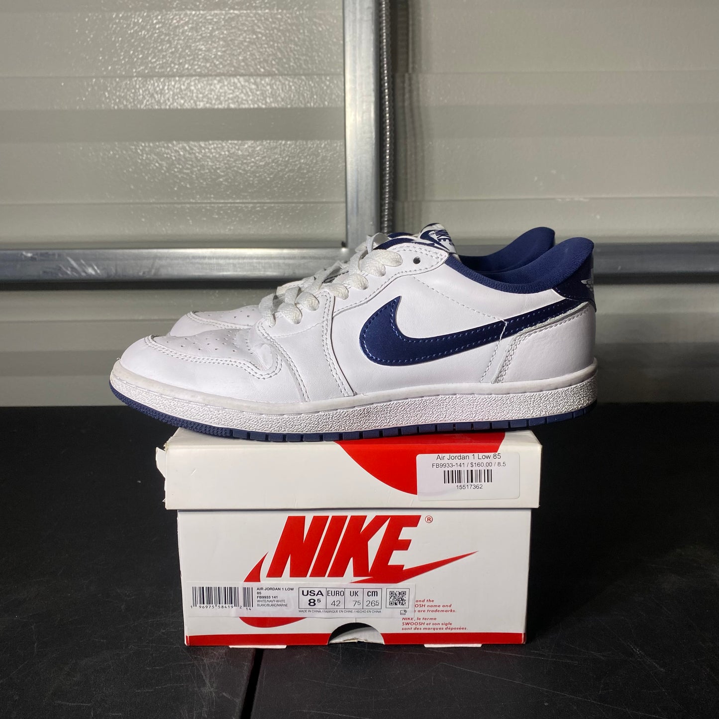 Size 8.5 - AJ 1 Low '85 Metallic Navy