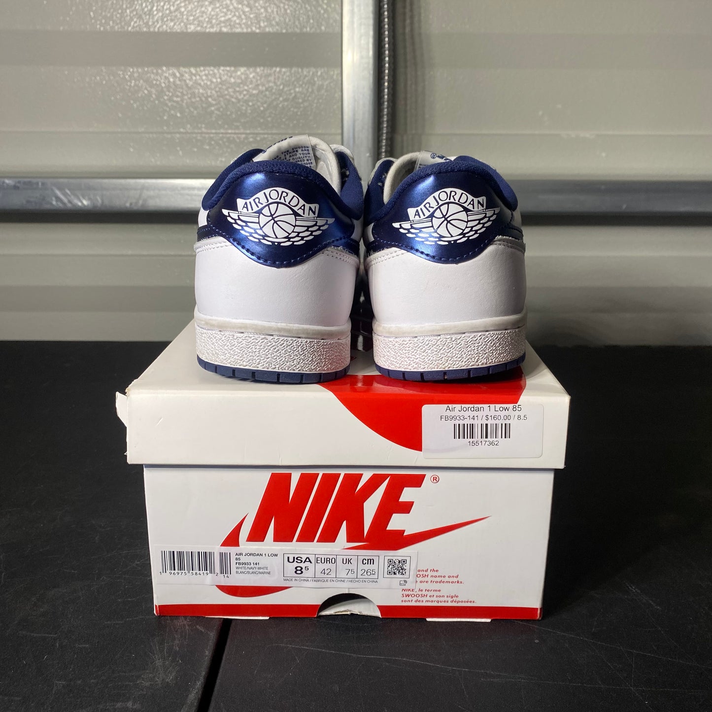 Size 8.5 - AJ 1 Low '85 Metallic Navy