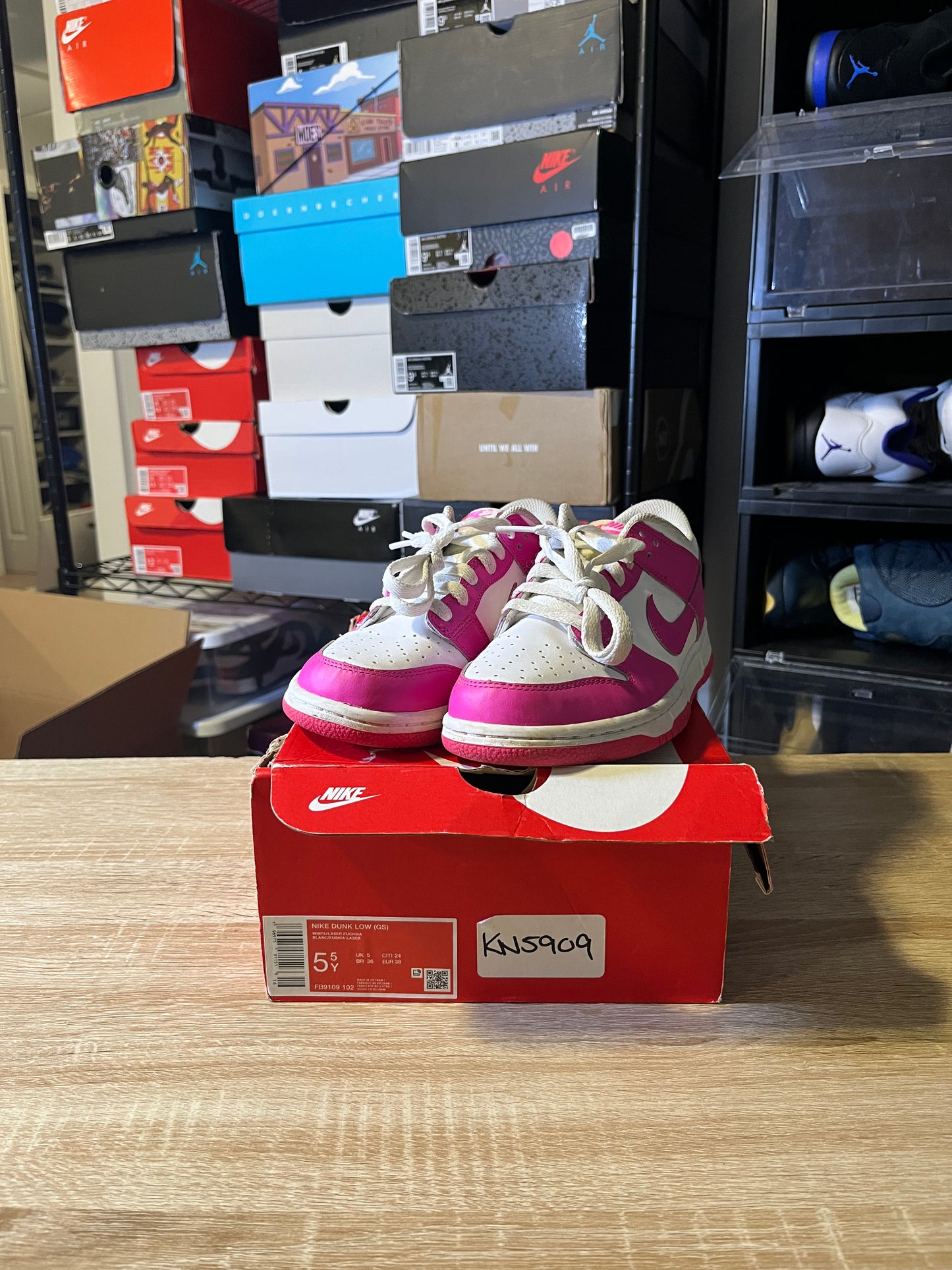 Size 5.5Y - Dunk Low GS Laser Fuchsia