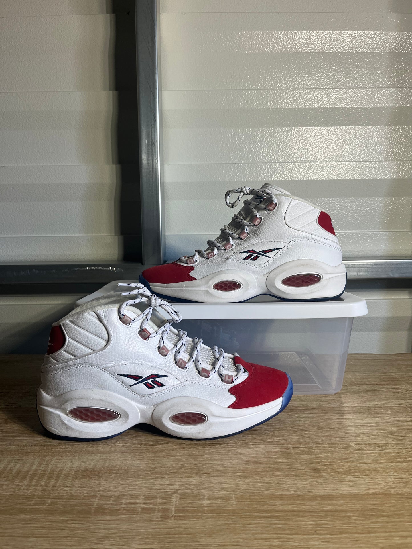 Size 11 - Reebok Question Mid Vintage Red Toe