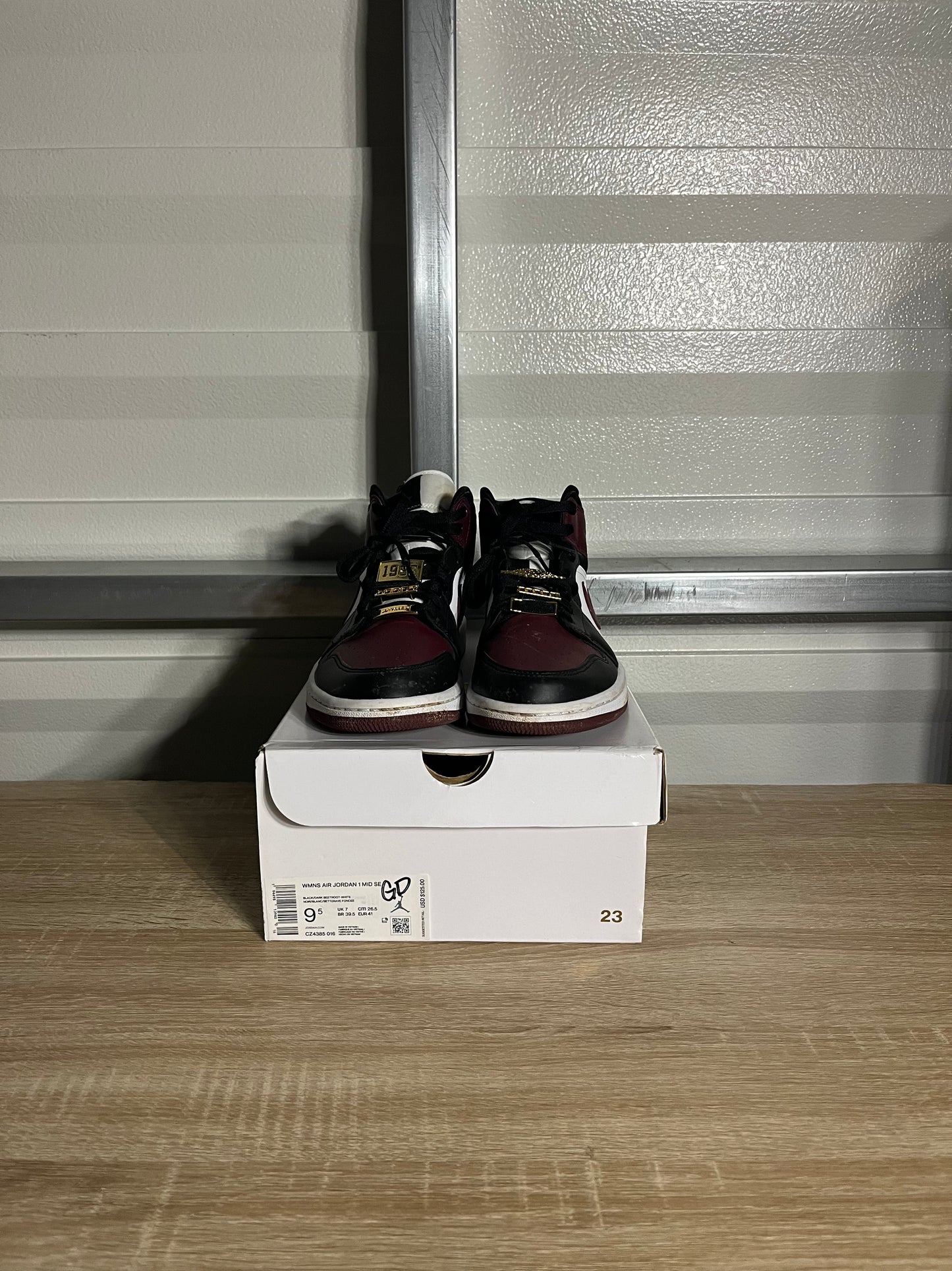 Size 9.5W - AJ 1 Mid SE Dark Beetroot Gold Pendants