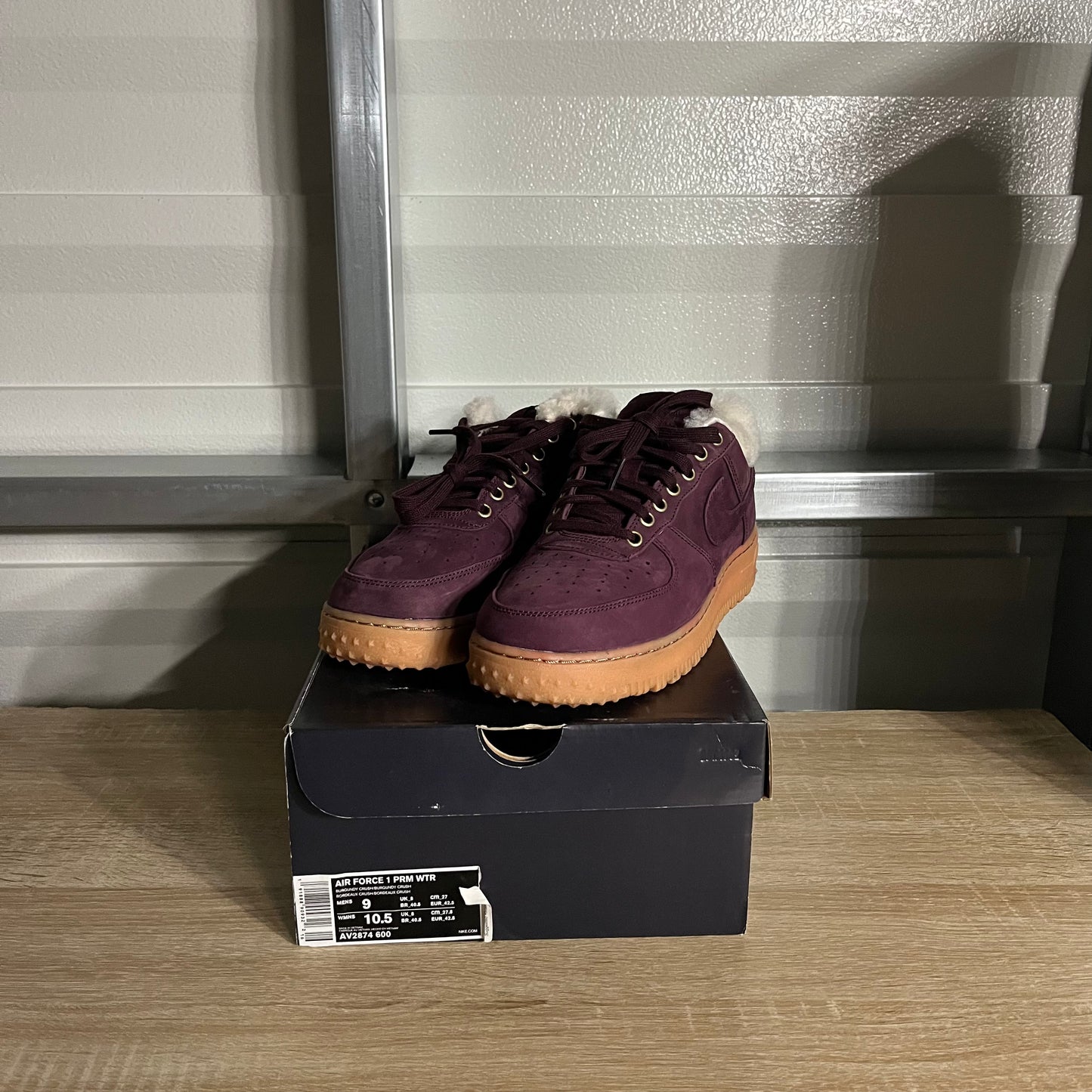 Size 9 - AF1 Premium Winter Burgundy Crush