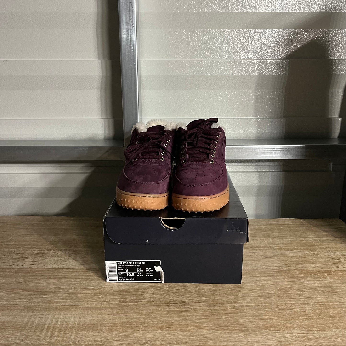 Size 9 - AF1 Premium Winter Burgundy Crush