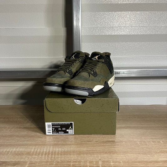 Size 7Y -  AJ 4 Retro SE Craft Medium Olive