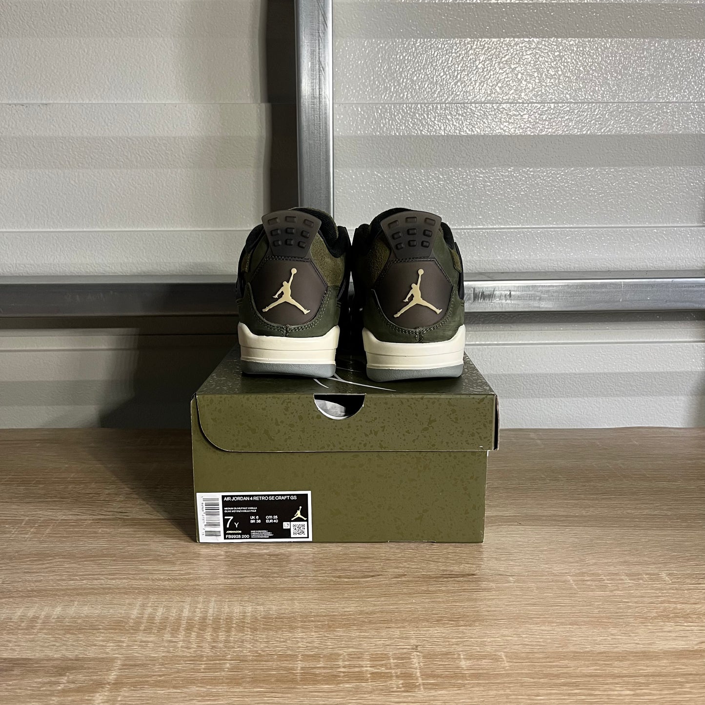 Size 7Y -  AJ 4 Retro SE Craft Medium Olive
