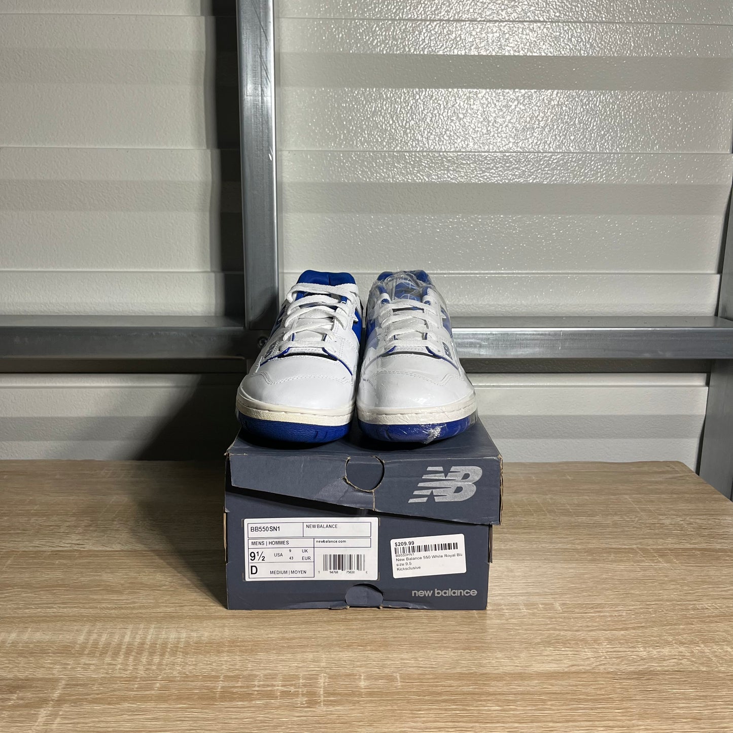 Size 9.5 - NB 550 White Blue