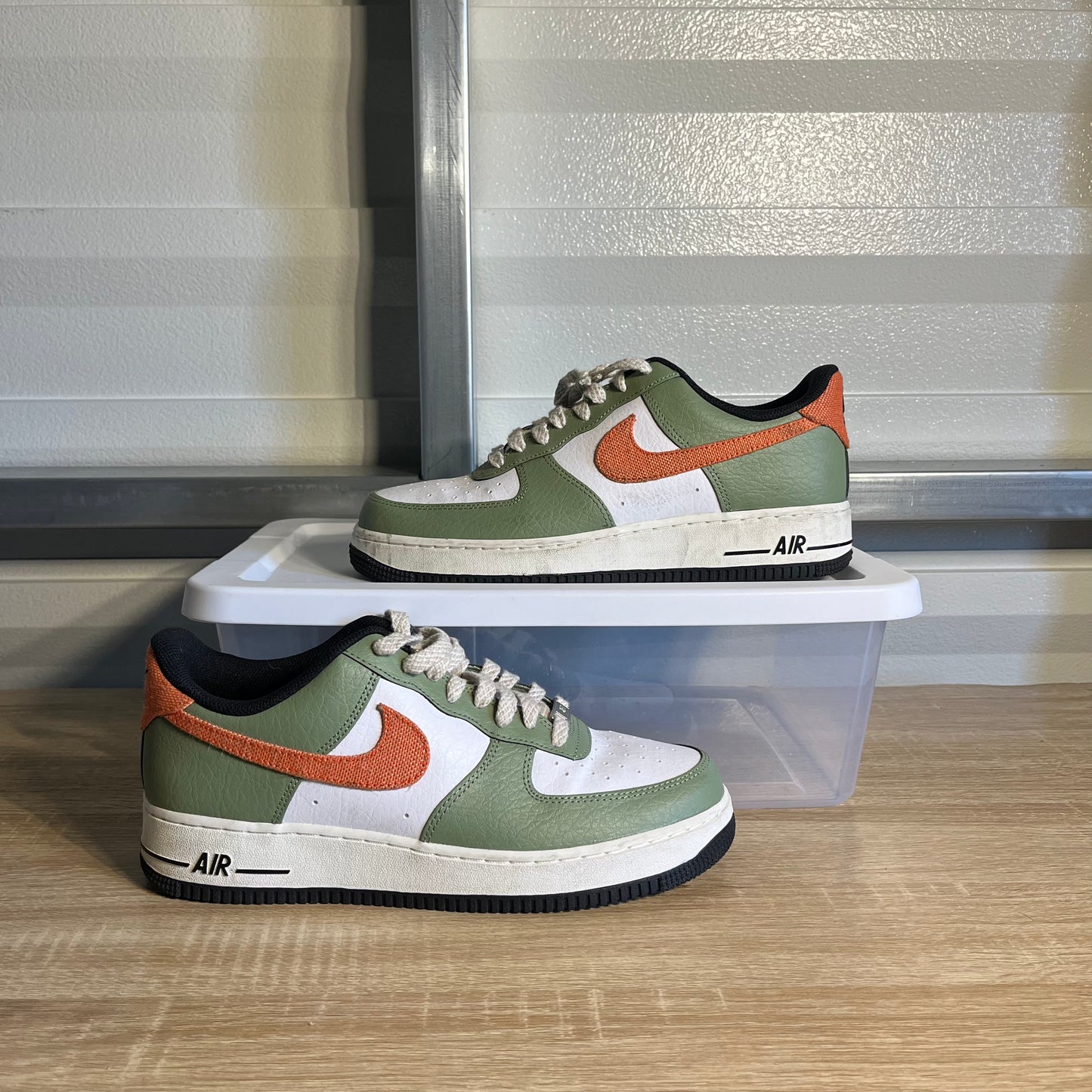Size 10 - AF 1 '07 Oil Green Orange