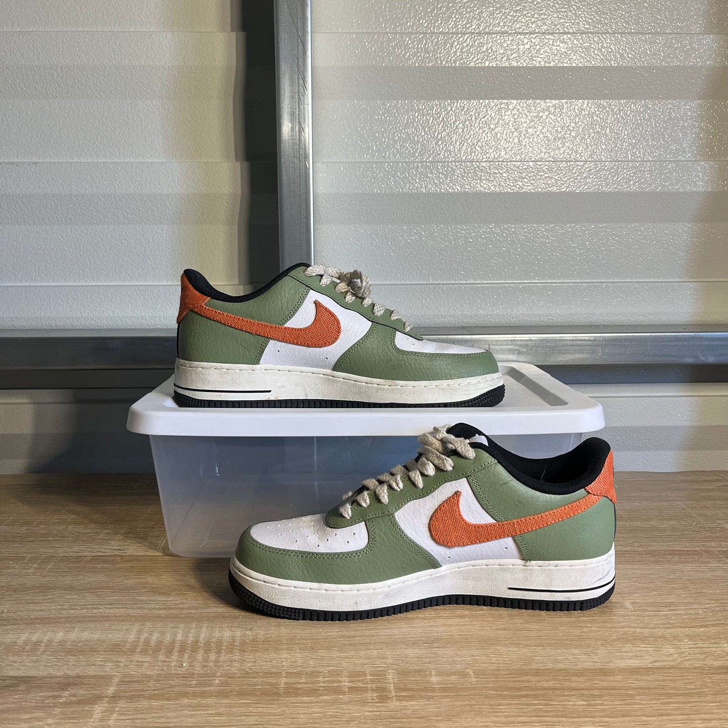 Size 10 - AF 1 '07 Oil Green Orange